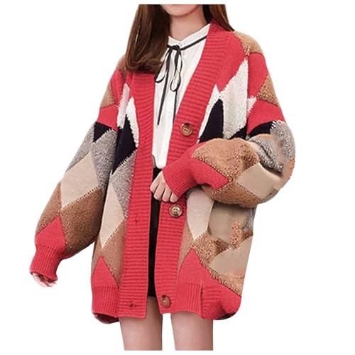 [Vchwop] カーディガン レディース ニットアウター アーガイル柄 vネック 羽織 ボア ニットカーディガン トップス コート 前開きボタン オーバーサイズ ゆったり カジュアル 着痩せ おしゃれ 秋 冬 春 日常 お出掛けのサムネイル