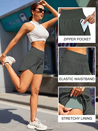 Image of BMJL Women's Athletic Shorts High Waisted Running Shorts Pocket Sporty Shorts Gym Elastic Workout Shorts