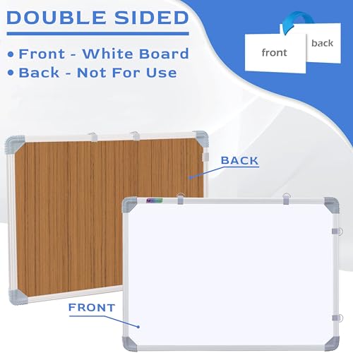 Image of Eduway (Magnetic) 3x2 Feet White Board with (Marker, Duster and Magnets) | Ideal Use for Home, Office, Kids with Sliding Hanging Clips, Robust Aluminum Frame and Smooth Melamine Surface (89x59 Cms),