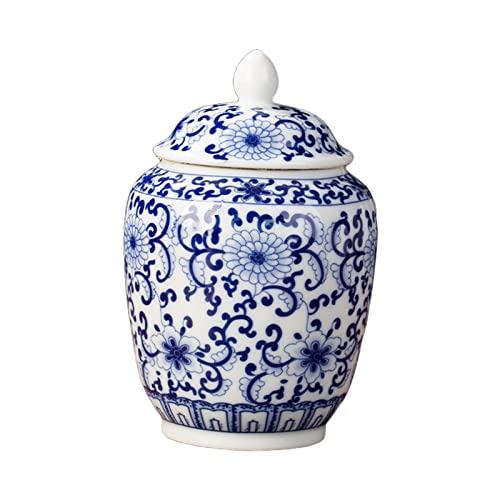 Jarrón de cerámica para Jengibre, Adornos Chinos, Regalo Artesanal, tarros, Tarro de Jengibre asiático para el hogar, Bodas, Flor Azul