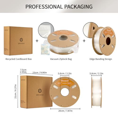 Image of ERYONE PLA Filament 1.75mm, 3D Printer Filament PLA, + /-0.03mm, 1kg(2.2lbs) /Spool, Transparent