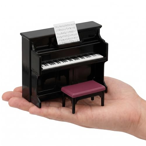 Piano pour maison de poupée HEALLILY, réplique noire haut de gamme 9cm
