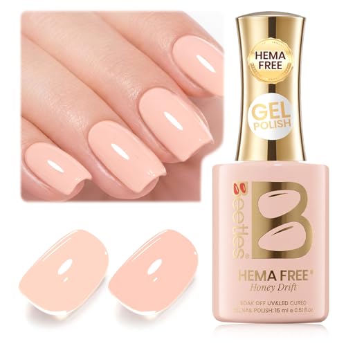 Image of Beetles Coral Pink Gel Polish - Honey Drift Full Size 15ML /0.51Fl Oz, Hema Free Coral Pink Gel Nail Polish, Soak Off UV LED Lamp Bright Holiday Nails Art, Manicure Salon DIY Nails