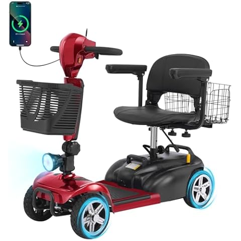MS07 4-Wheel Electric Mobility Scooter for Adults & Seniors, 30-Mile Long Range with 25Ah Extended Battery, Dual Storage Baskets, Swivel Seat, Compact Travel-Ready Design Cover