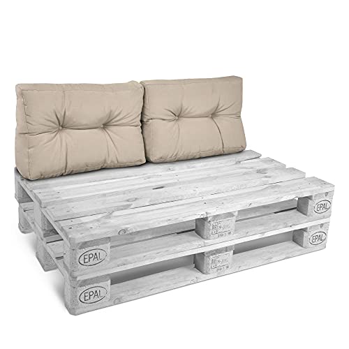 Beautissu Set de 2 Coussins Dossier Euro Palette 60x40x10 cm ECO Style – 2X Coussin de Dossier...