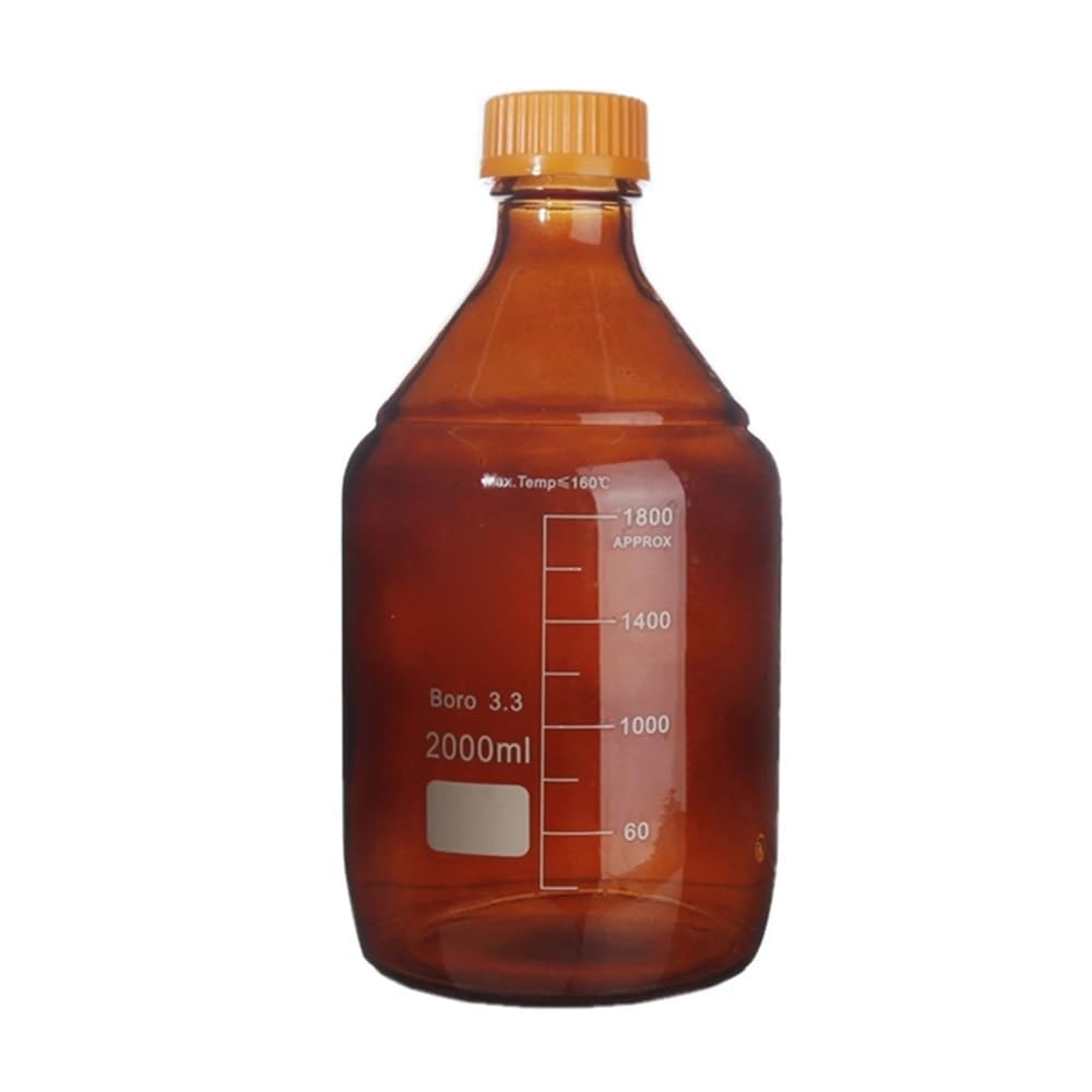 Frasco de reactivo de vidrio for laboratorio, frasco de laboratorio marrón con rosca(2000ml)