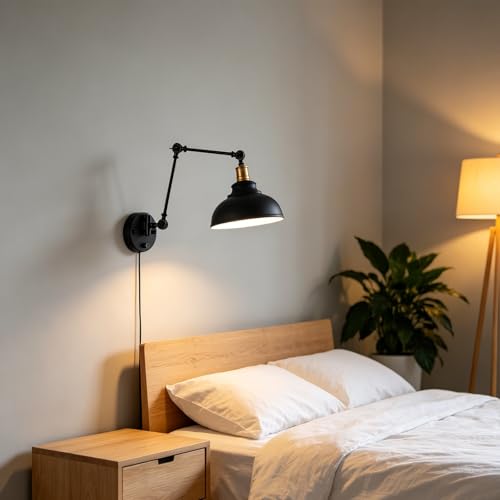 Lámpara de pared con interruptor estilo retro para leer en la mesita de noche del dormitorio