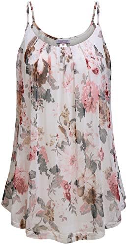 Cami Blouses for Women,Ladies Soft Strecth Drapey Camisole Lightweight Cool Sleeveless Scoop Neck Shirts Maternity Floral Tank Tops A Line Pleated Teal Swing Tunics Pretty Trapeze Outfits White XL