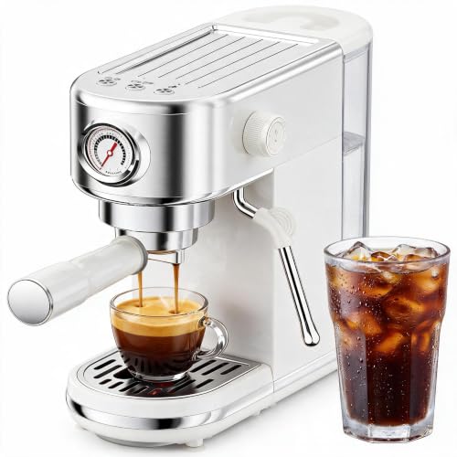 Image of atatix Espresso Machine, 20 Bar Coffee Machine with Milk Frother, White