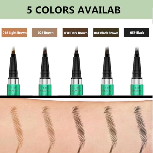 Magic Eyebrow Pencil, Microblading Eyebrow Pen with 4 Fork Tip,Waterproof Long-Lasting Eyebrow Pen Eyebrow Brush Creates Hair Like Natural Brows, Last All Day (Dark Brown) — view 2