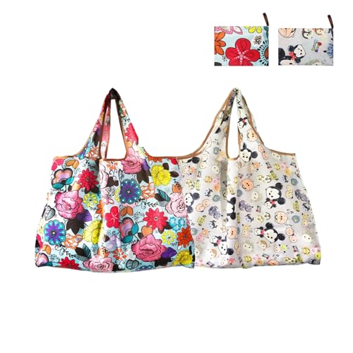 Mislezy Reusable Grocery Shopping Bags Foldable 2 Pack Ripstop, Reusable Bags Extra Large 40LBS Heavy Duty for Groceries (Style Two)