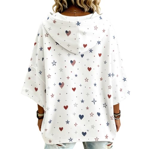 Womens Oversized Sweatshirt Short Sleeve Sweet Batwing Sleeve Cozy Pullover - image 4