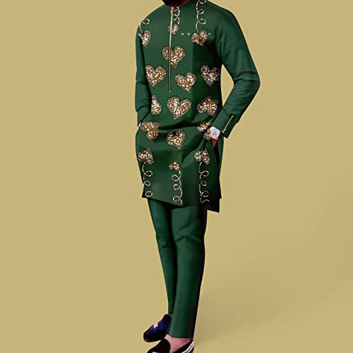 African Traditional Clothing for Men Print Shirts and Pants 2 Piece Set Formal Suit for Wedding Evening2