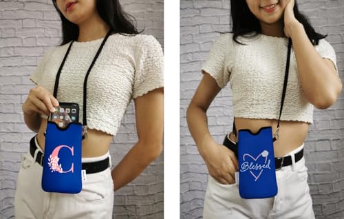 Image of Tainada Neck Phone Personalized Initial Pouch w /Crossbody Strap(Letter C)