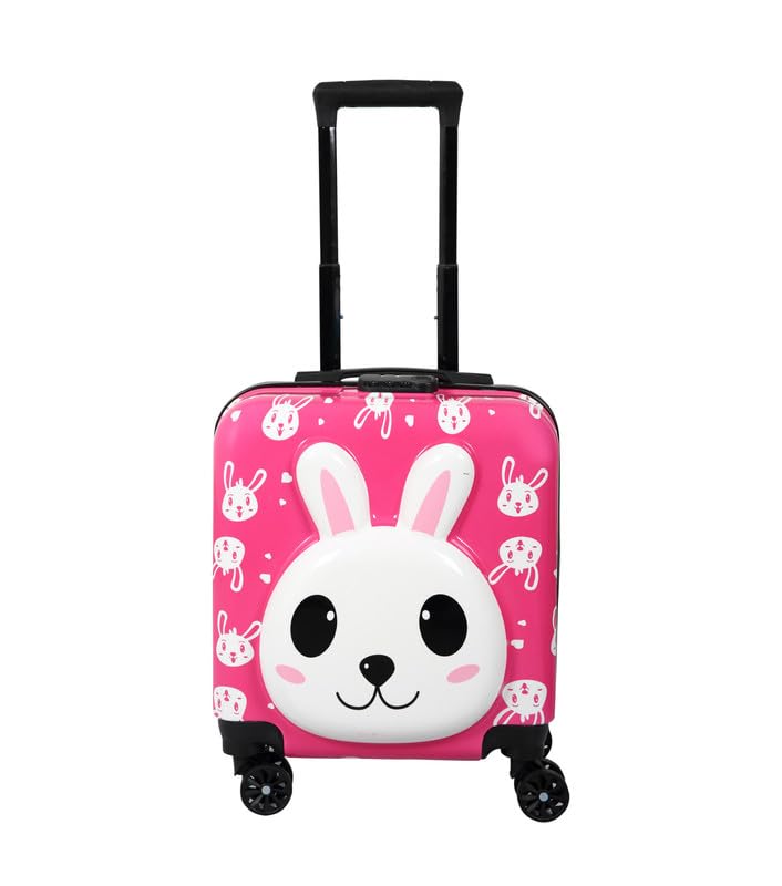 Polo ClassPolycarbonate 4 Wheels 360 Degree Rabbit Hard-Sided Kids Trolley Bag -18 Inches- Pink, 18 Inch, 29 cm
