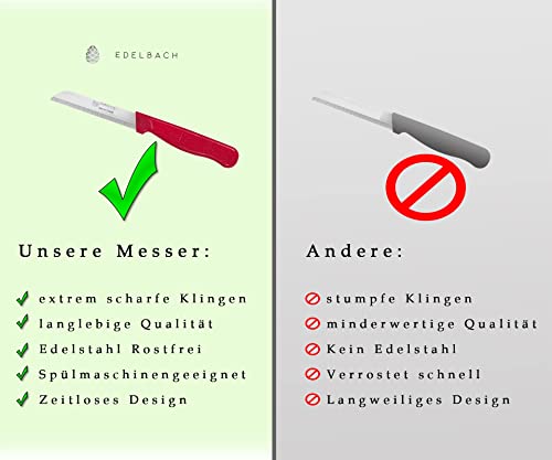 Foto von Edelbach Solingen Küchenmesser Set | Made in Germany Solingen Set, Obstmesser, Gemüsemesser, Schälmesser, sehr scharf | Allesschneider Edelstahl | Kneipchen Messer (6x Küchenmesser)