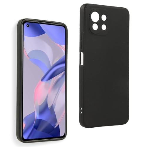 REY Cover in Gel TPU Nera per XIAOMI Mi 11 Lite - 11 Lite 5G - 11 Lite 5G NE, Ultra Sottile 0,33 mm, Morbido Flessibile, Custodia Silicone