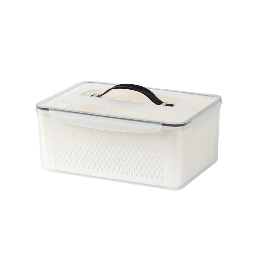 Caja de mantenimiento de alimentos frescos sellada con drenaje, caja for el frigorífico portátil, caja de mantenimiento de frutas y verduras con tapa organizador cocina ( Color : White , Size : 4.5L )