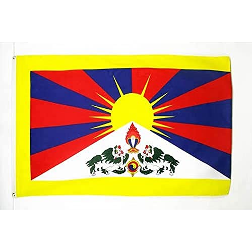 AZ FLAG - Drapeau Tibet - 90x60 cm - Drapeau Tibétain 100% Polyester Avec Oeillets Métalliques Intégrés - Pavillon 50 g