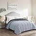 Homelike Moment Comforters Queen Size - Grey Duvet Insert Down Alternative Bed Queen Comforter, Lightweight Bedding Comforters Full Size Quilted Soft All Season Reversible Dark Gray/Light Grey