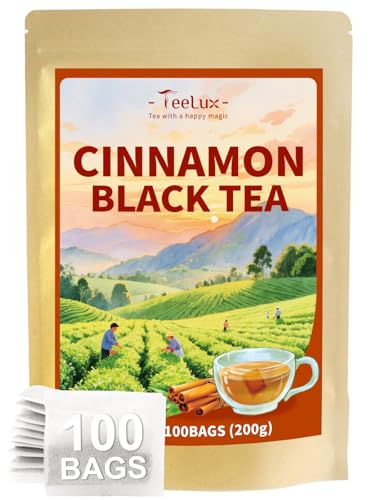 TeeLux Cinnamon Black Tea Bags, Premium Blend with Natural Cinnamon, Smooth & Mellow Flavor, 100 Count