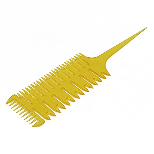GloryMM Styling Comb, 3-Way Weaving & Sectioning Foiling Comb for Hair Coloring, Highlighting, Balayage, Microbraiding & More,Yellow