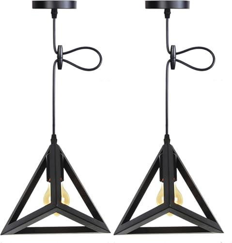 Lampes suspendues noires lustre en cage métallique pour cuisine