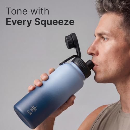 Image of CULT Steel Water Bottle 1 Ltr | Insulated Water Bottle for Gym, Office & Travel | Double Wall Vacuum Flask & Water Bottle for School Kids | 24H Hot & Cold (Blue)