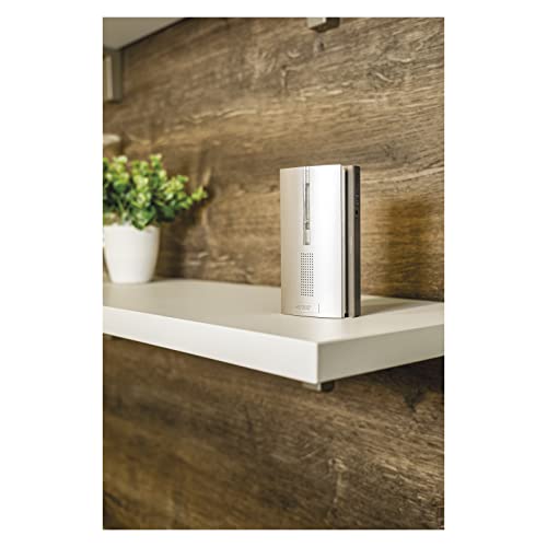 EMOS P5763R Kabellose Türklingel, Ersatz/Zusatz-Repeater zu P5760 und P5763 - unbegrenzte Reichweite, batteriebetrieben, 5-stufige Lautstärke bis zu 85 dB, LED-Anzeige, 16 Melodien, Speicherfunktion