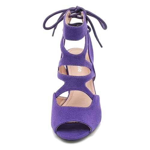 Image of fereshte Women's Lace-Up Gladiator Sandals, Block Heel Open Toe Strappy Shoes