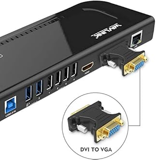 Wavlink Wavlink Universal USB 3.0 Docking Station with Dual Video Outputs Support for Windows (HDMI & DVI/VGA, Gigabit Ethernet, Audio, 6 USB Ports for Laptop)