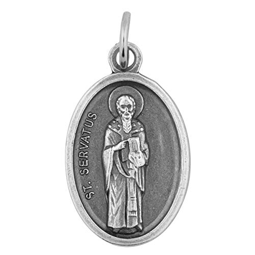 Saint Servatius Medal Pendant and Holy Card | Patron Saint of Those with Foot or Leg Ailments | Great Get-Well Gift | Catholic Accessory | Made in Italy