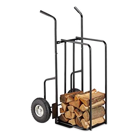 Relaxdays XL Metal Log Cart for Firewood Cover