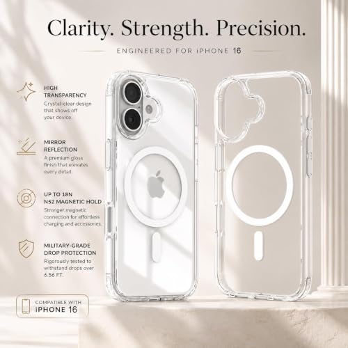 Image of DIZORO Crystal Clear Magnetic Compatible with iPhone 16 Case with Anti-Yellow Anti-Scratch Shockproof Transparent Cover