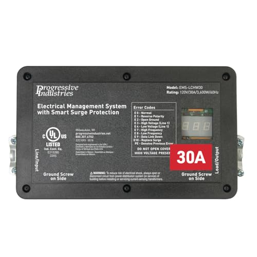 Progressive Industries EMS-LCHW30 Heavy Duty RV Surge Protector, Black, 30 Amp