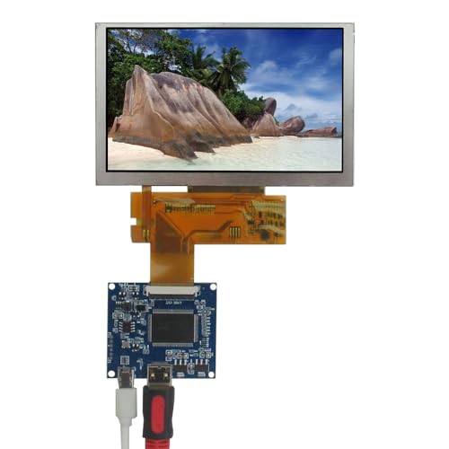 Image of 5-Inch 800x480 Portable DIY LCD Monitor Kit with Mini-HDMI Driver Board - Compatible with PC, Raspberry /Orange Pi, Gaming Consoles & Microscopes (Secondary Display Screen)