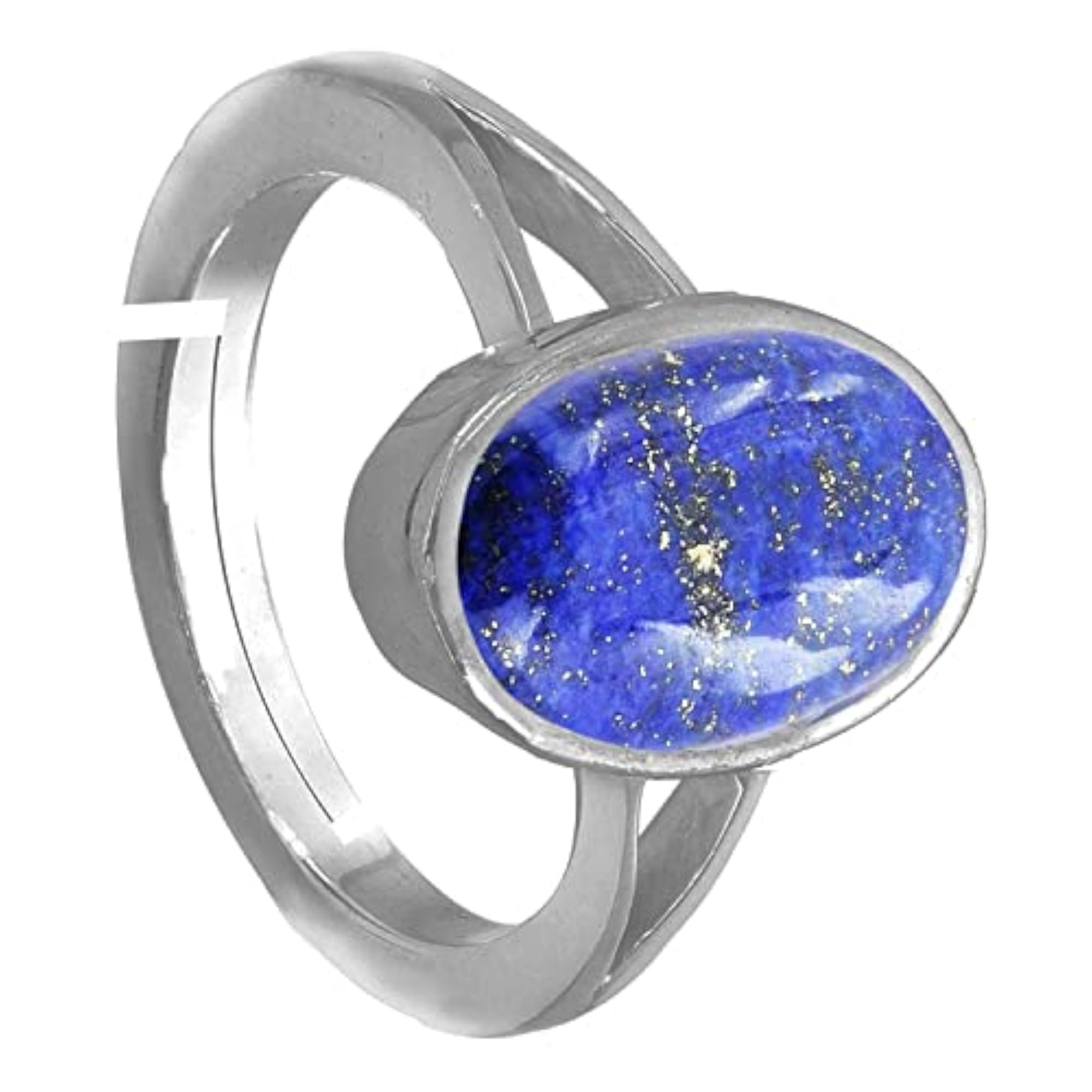 Women's 6.25 Ratti Adjustable Lapis Lazuli Silver Plated Ring