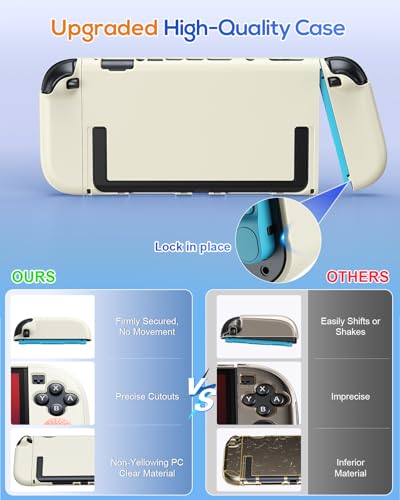 Image of FYOUNG Upgrade Switch 2 Protective Case&Screen Protector Set, Dockable Cover Hard Shell for Nintendo Switch 2 2025 Console Accessories,Travel-Friendly,Kickstand Cutouts(Apricot, for Switch 2 7.9inch)