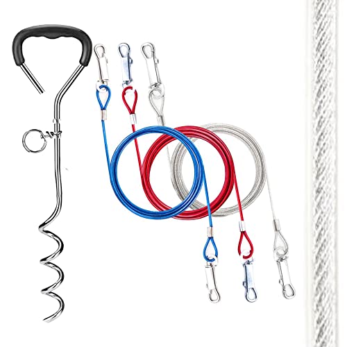 2 cadenas brillantes para perros de 1.8 m para cables de amarre exterior para perros, acero en espiral resistente (45 cm) para perros, gancho para perros (negro, no reflectante) Cover