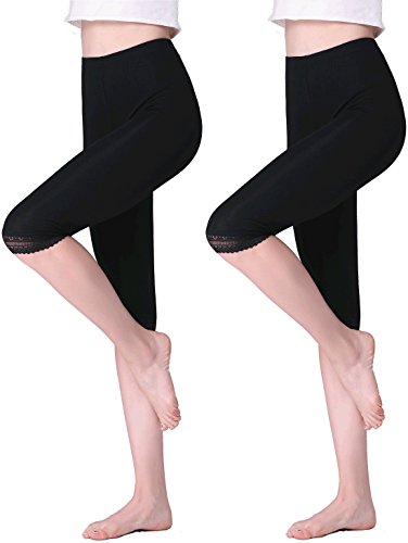 Vinconie Legging Court Femme Dentelle Short sous Jupe Capri Legging Sécurité Cover