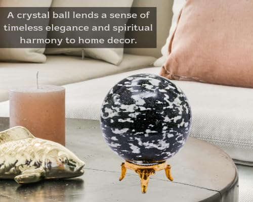Image of Certified Black & White Tourmaline Crystal Ball for Meditation - Premium Crystal Vastu Items for Home and Feng Shui Items for Good Luck - Ideal for Pooja Supplies and Spiritual Practices (2.5 inch Inch)