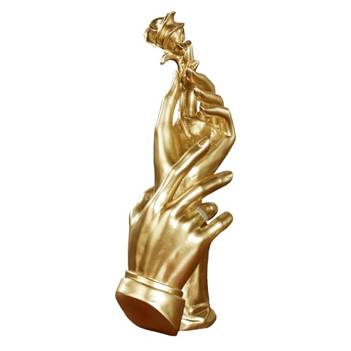 Escultura Moderna de Pareja con Rosa Dorada para Decoración miniatura 1