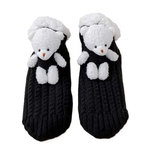 Image of Cute Slipper Socks for Women, Winter Warm Floor Fuzzy Socks, Cozy Sherpa Slipper Socks, House Sleeping Socks