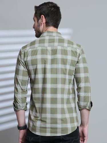 Image of Majestic Man Slim Fit Cotton Casual Check Shirt for Men