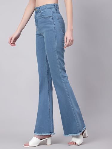 Image of KOTTY Flare Bottom Jeans for Women - Stylish Slim Fit with Bell Shape Leg