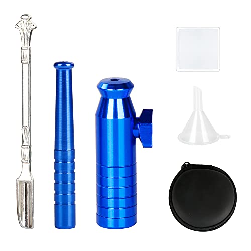 The7boX Kit de 6 piezas de rapé con cuchara de metal tubo de tabaco mini embudo de vidrio y botella de metal Blcak Cover