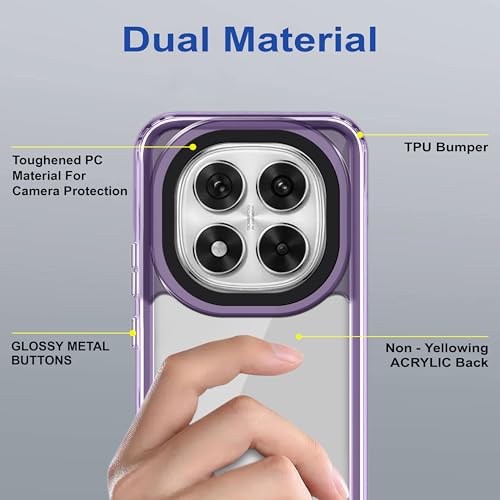 Image of Zapcase Back Case Cover for Mi Redmi Note 14 Pro 5G | Compatible for Mi Redmi Note 14 Pro 5G Back Cover | Case Cover with Camera Protection | (TPU + PC | Translucent Purple)