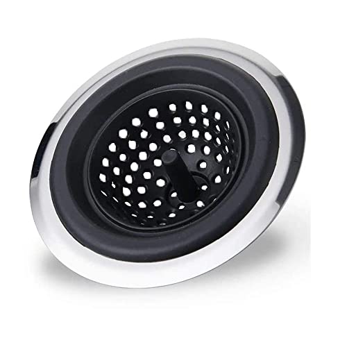 Image of Trifecta Kitchen Sink Strainer Food Catcher 1 PCs 4.5 inch Diameter, Flexible Silicone Kitchen Sink Drainers Traps Food Debris and Prevents Clogs, for Most Kitchen Sink Drains (Black - 1)