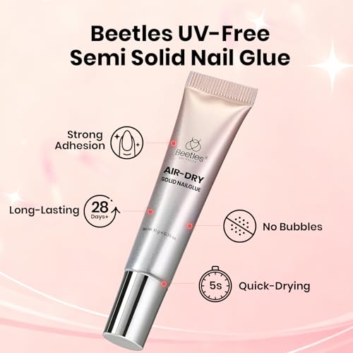Image of Beetles Super Strong Nail Glue for Press On Nails, No UV Light Needed, 2Pcs 10g Quick Drying Semi Solid Nail Glue, Strong Hold for False & Acrylic Nails