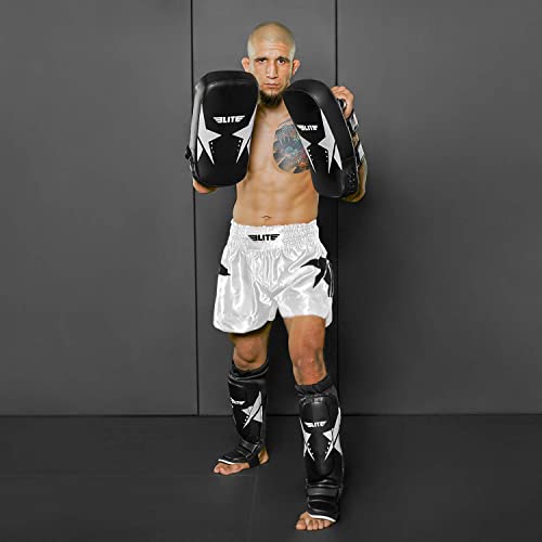 Elite Sports Muay Thai Kickboxing Pads Mma Knee And Elbow Target Kicking Strike Shield Pair For Martial Arts (White) #TOP6